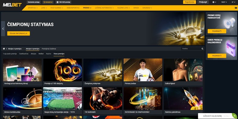 MELbet akcijos ir nuolaidos