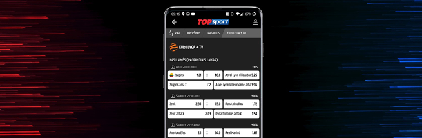 „TOPsport“ lažybų programa mobiliesiems